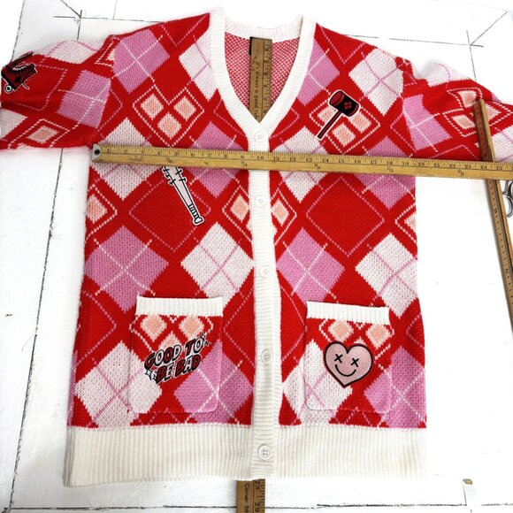 Harley Quinn Argyle Sweater DC Comics Harlequin Batman Joker Size Medium - Picture 9 of 13